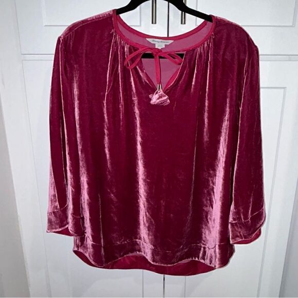 Tommy Bahama Velour Tie Front 3/4 Bell Sleeve Top - Picture 1 of 7
